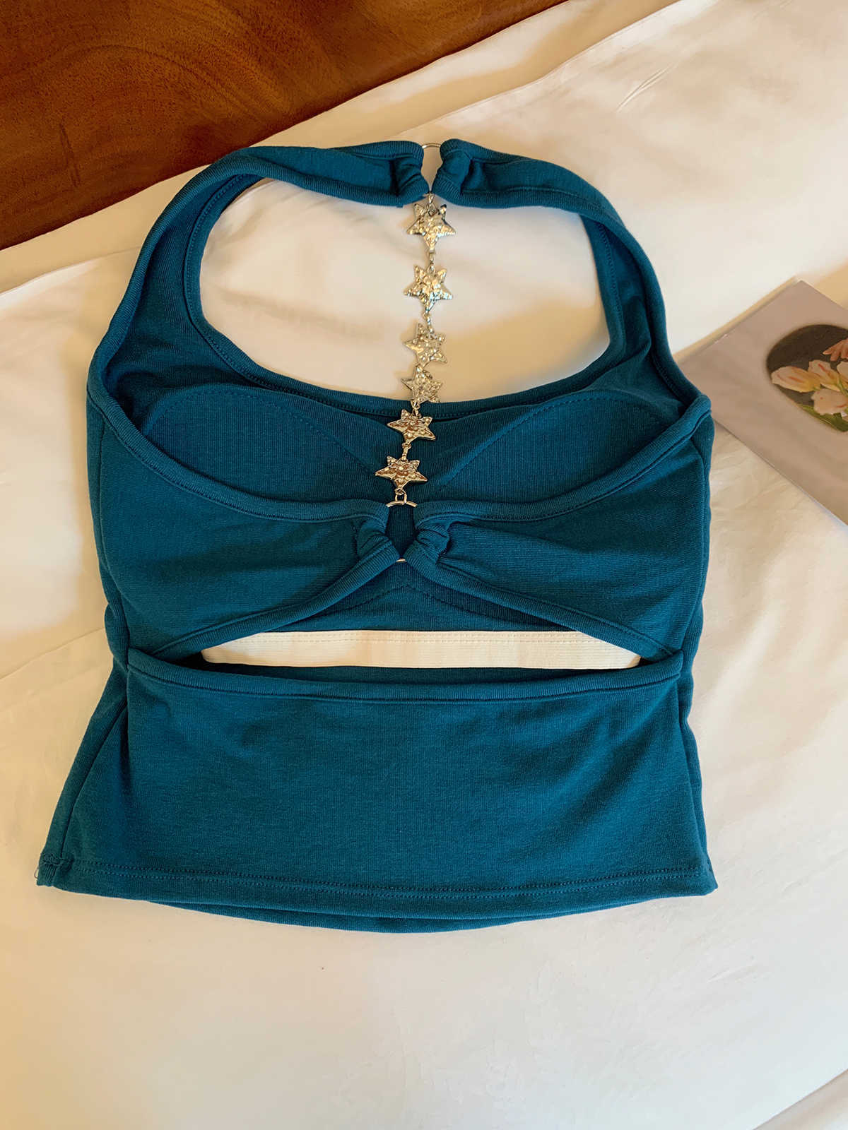 Koreanisches Halter-neck-top Mit Kette Und Bh-polsterung_voghion.com