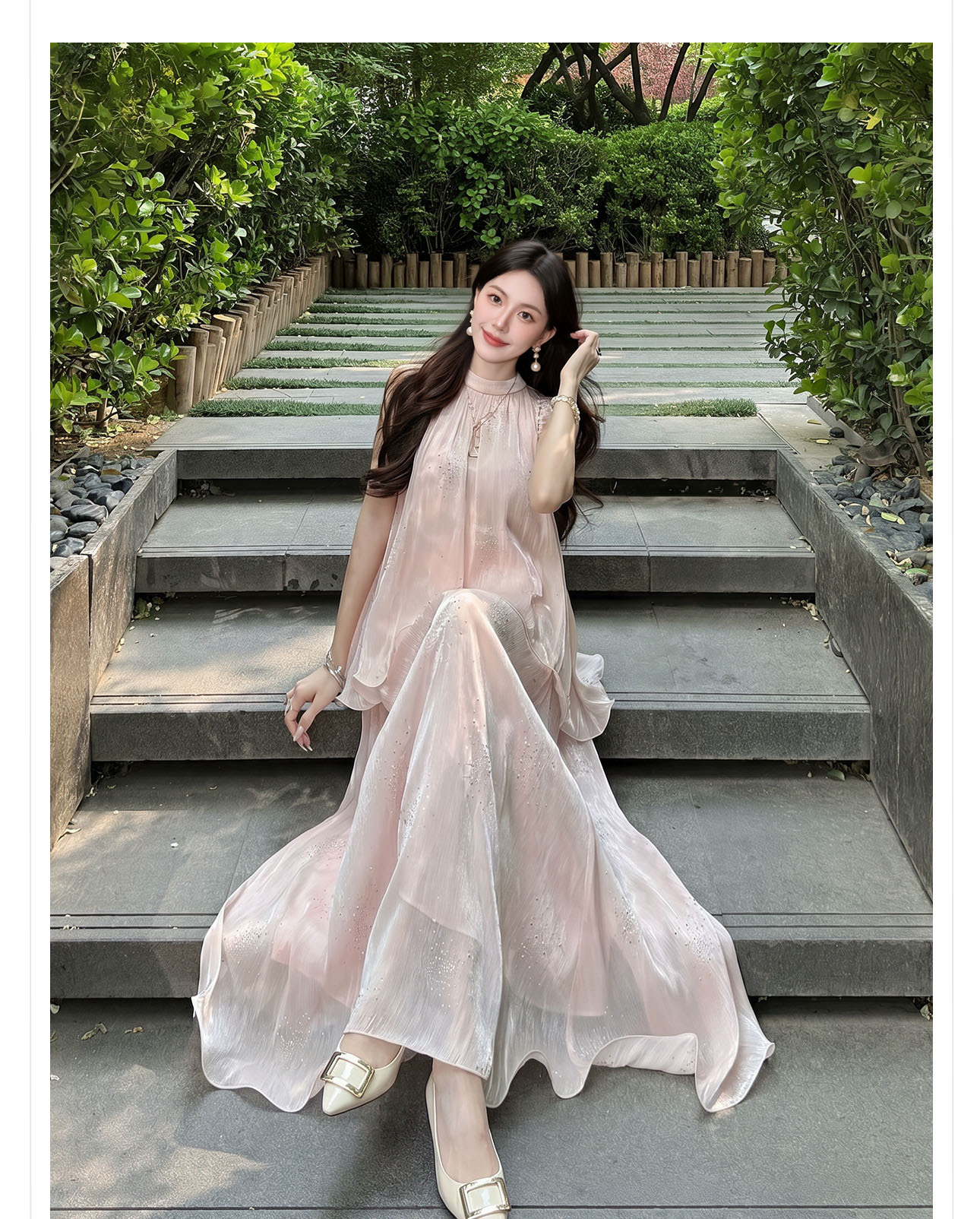 Bộ áo ren hoa + chân váy đính đá hai mảnh phong cách tân cổ điển — Trang chủ, bộ đồ, nửa váy chi tiết 4