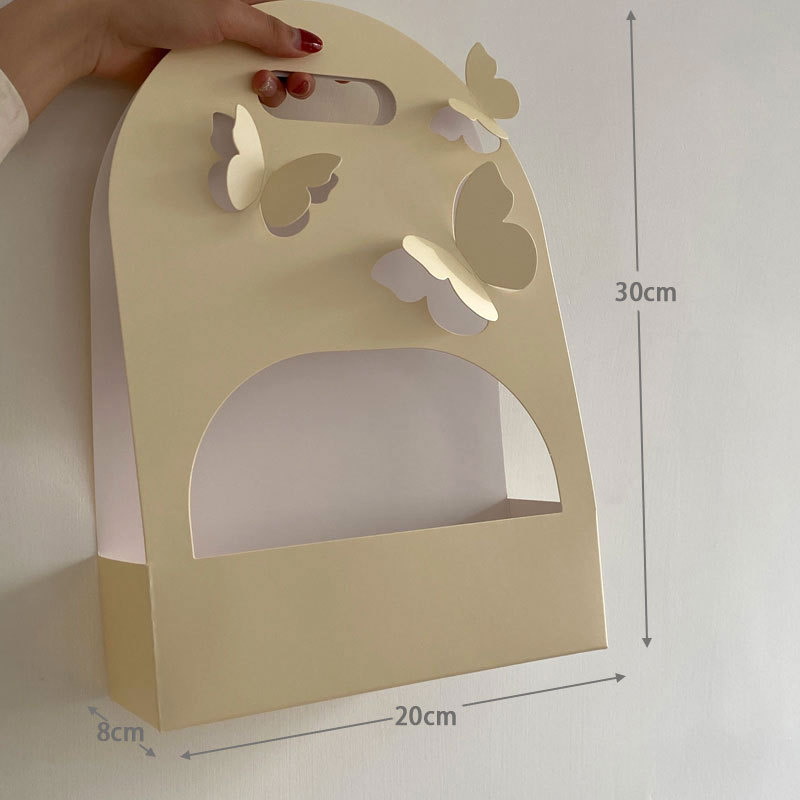 Bolso de la flor del Día de San Valentín DIY arreglo floral bolsa canasta de flores portátil caja de flores de mariposa de papel fresco floral caja de flores portátil