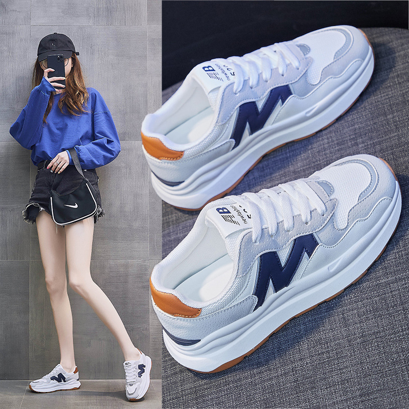 老爹鞋女鞋2023新款秋季網鞋透氣網面厚底小白鞋夏秋款運動鞋