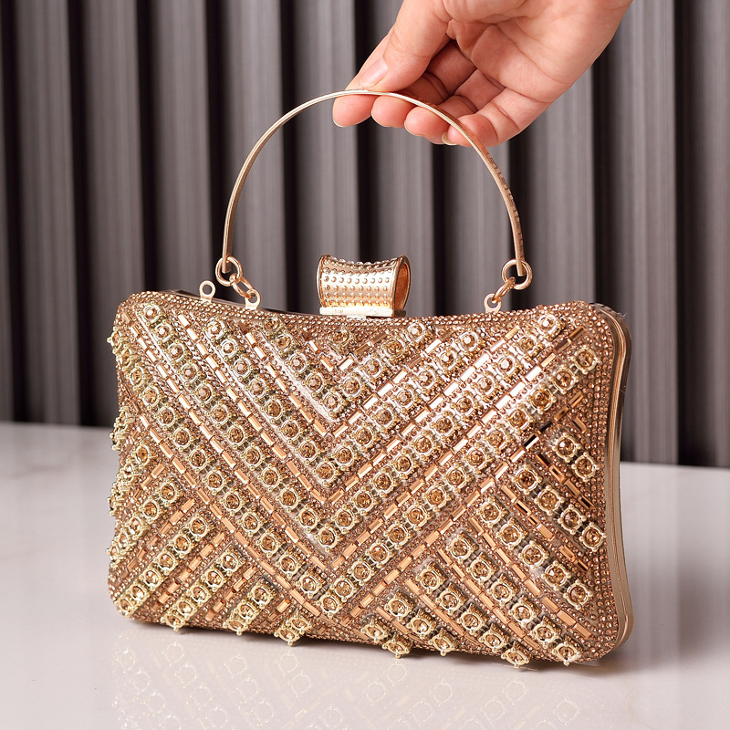 Bolso de cena de diamantes con incrustaciones de estilo explosivo, bolso de banquete de alta gama de color, bolso de diamantes de imitación de moda europea y americana, bolso de comercio electrónico transfronterizo para mujer