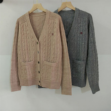 秋冬新款 复古学院风~凯旋门V领羊毛针织开衫女秋冬新款毛衣外套