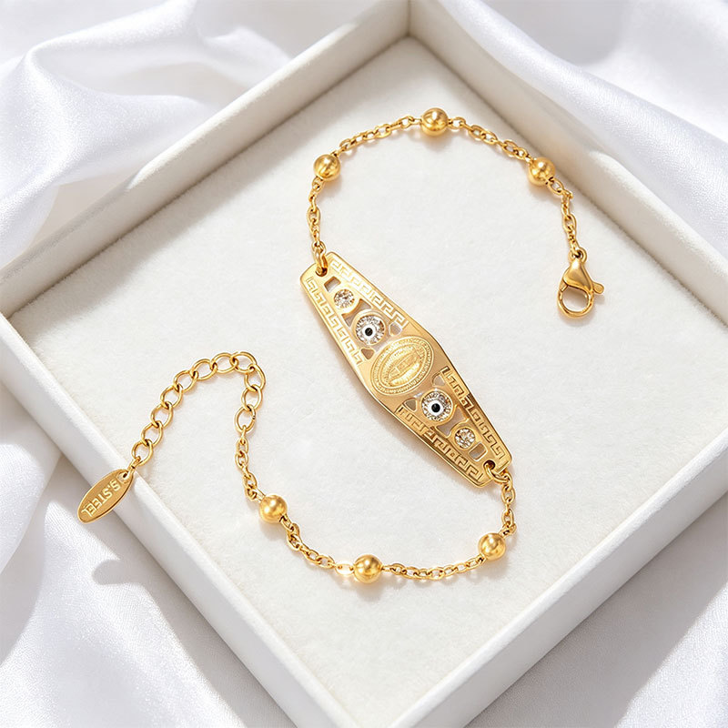 Pulsera de Ojo Turco de Aleación, Galvanizada, Diseño Geométrico, para Mujer