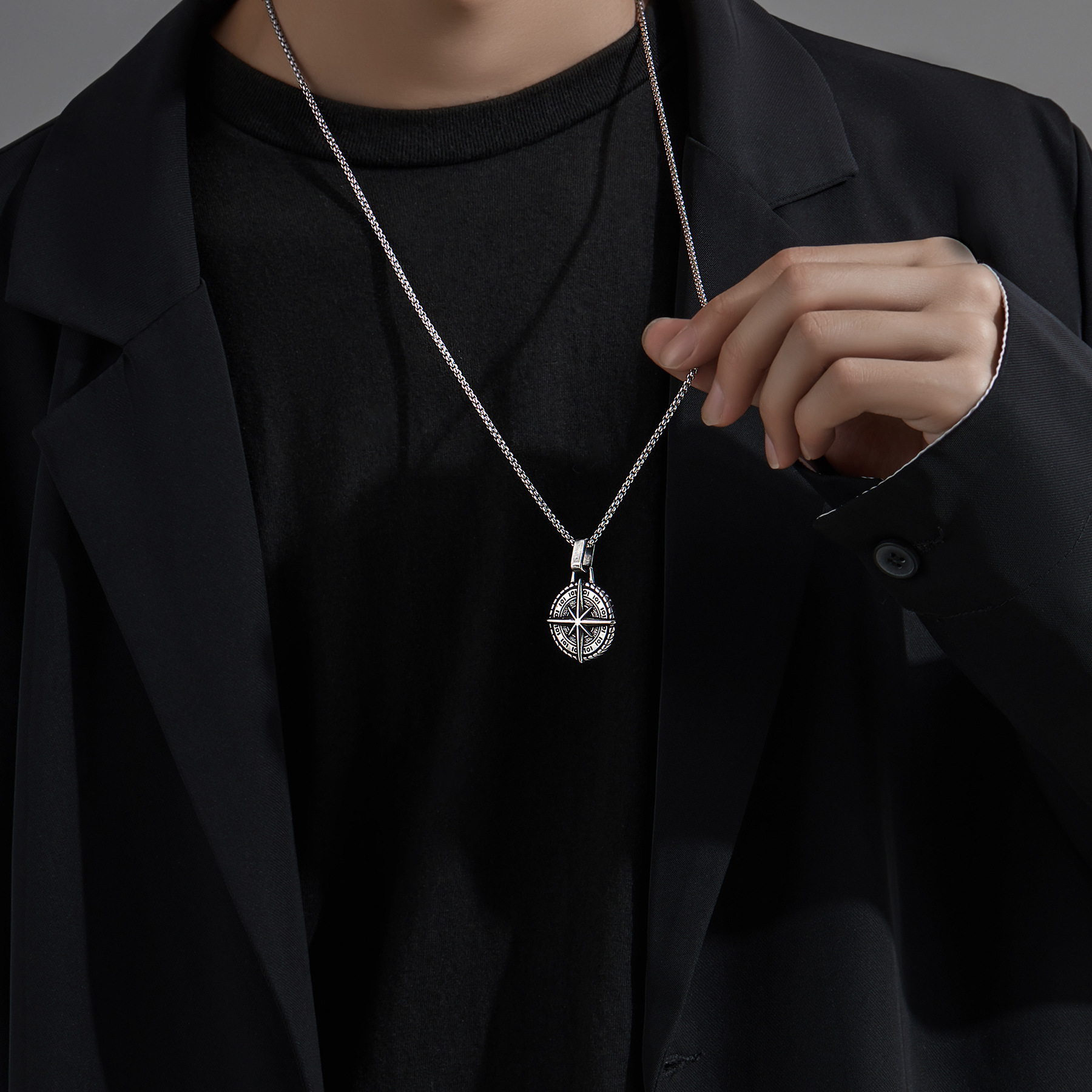 15g Weight Pendant Necklace Classification Hip-Hop Geometric Solid Color Copper Men's Pendant Necklace