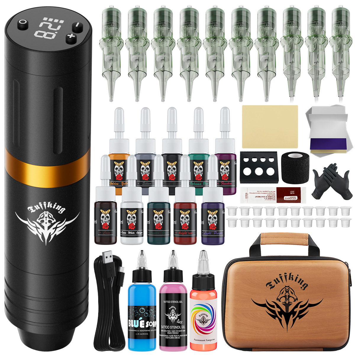 Amazon transfronterizo pluma de tatuaje especial conjunto de máquina de tatuaje todo en uno máquina de motor todo en uno equipo de tatuaje de tinta de aguja