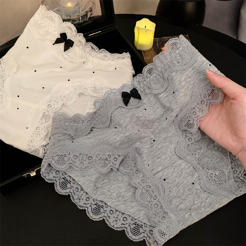 French Sweet Girl Retro Lace Comfortable Class A Pure Cotton 2025 Breathable New All Cotton Crotch Panties for Women