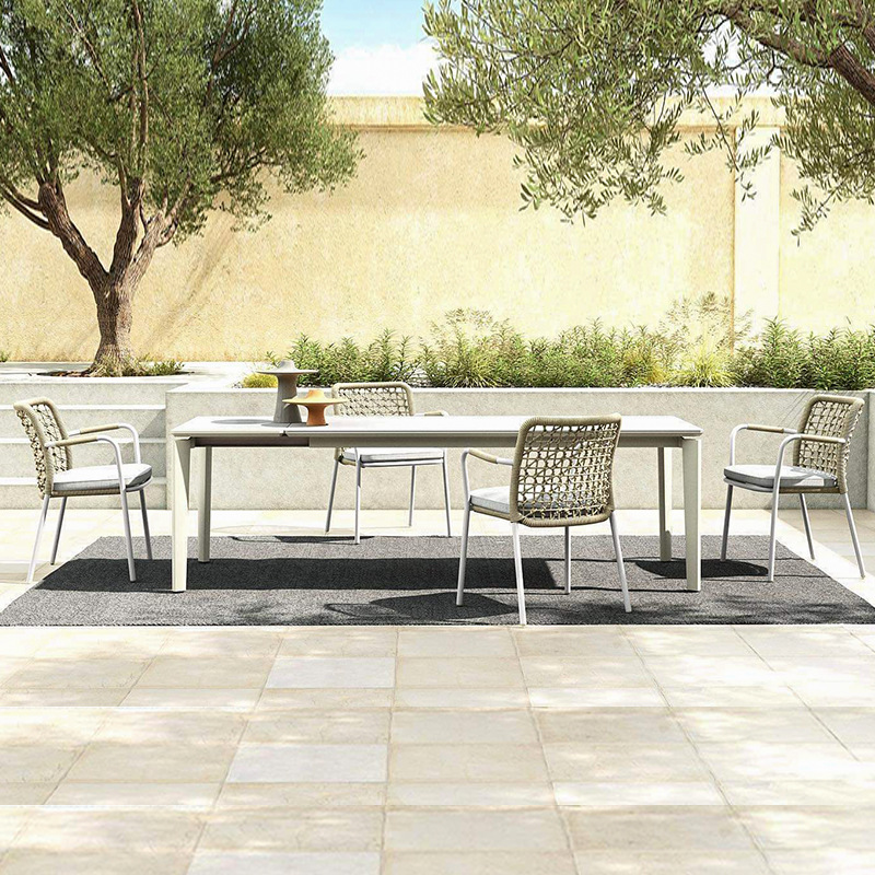 Conjunto de mesa y sillas de ratán para patio y jardín, mesa redonda impermeable y resistente al sol para balcón, muebles de aleación de aluminio. image 14