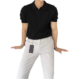 2023 Knitted Polo Shirt Men's Short-sleeved Men's Summer Lapel Light Mature Style Half-sleeved Breathable Casual Youth Top
