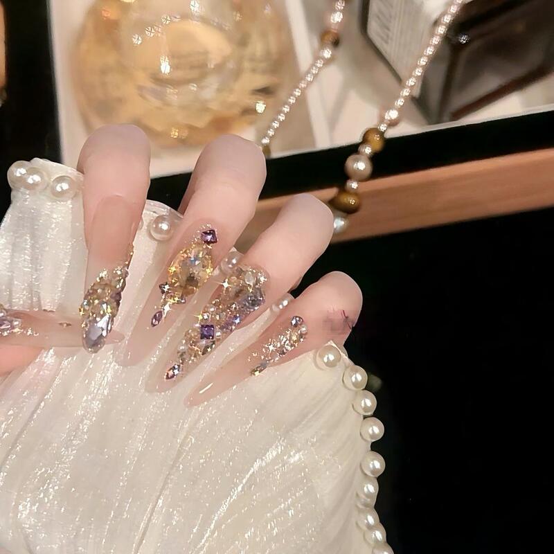 【Gilded Purple Obsidian】Handmade, high-end cat-eye nail art, elegant and versatile, perfect for a fairy-like look 【Gilded Purple Obsidian】Handmade, high-end cat-eye nail art, elegant and versatile, perfect for a fairy-like look