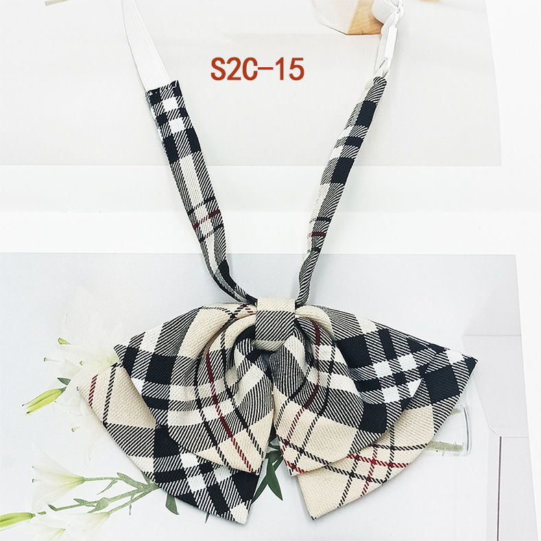 Pajarita de estilo universitario jk bowknot moda coreana casual rayas a cuadros niñas doble cuello flor spot al por mayor