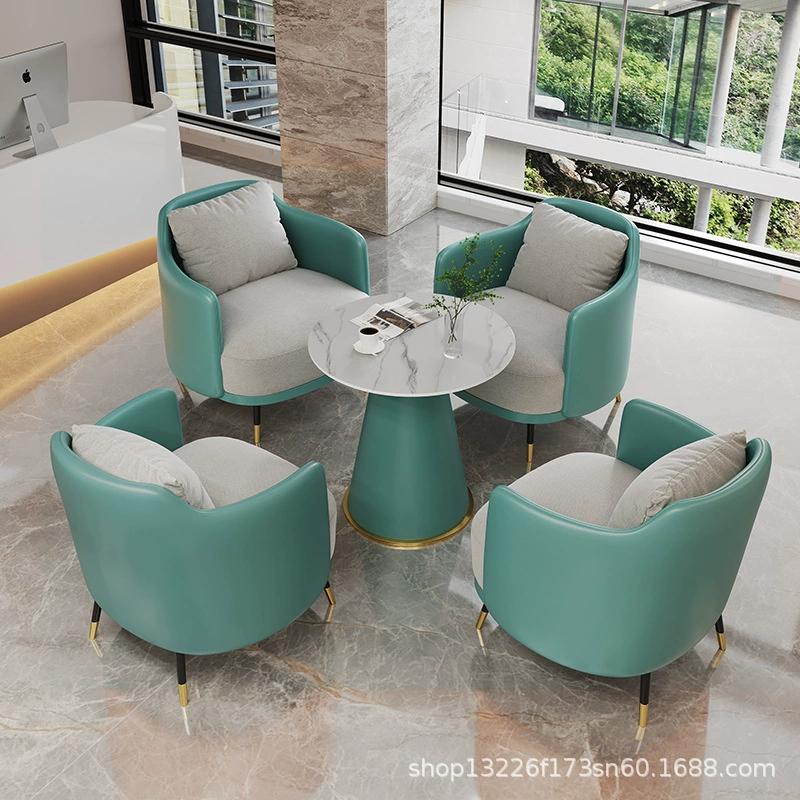 Легкий роскошный стол для переговоров и стул Комбинация продаж Офис Приемная Досуг Диван Магазин чая с молоком Каменная плита Балкон Маленький круглый стол