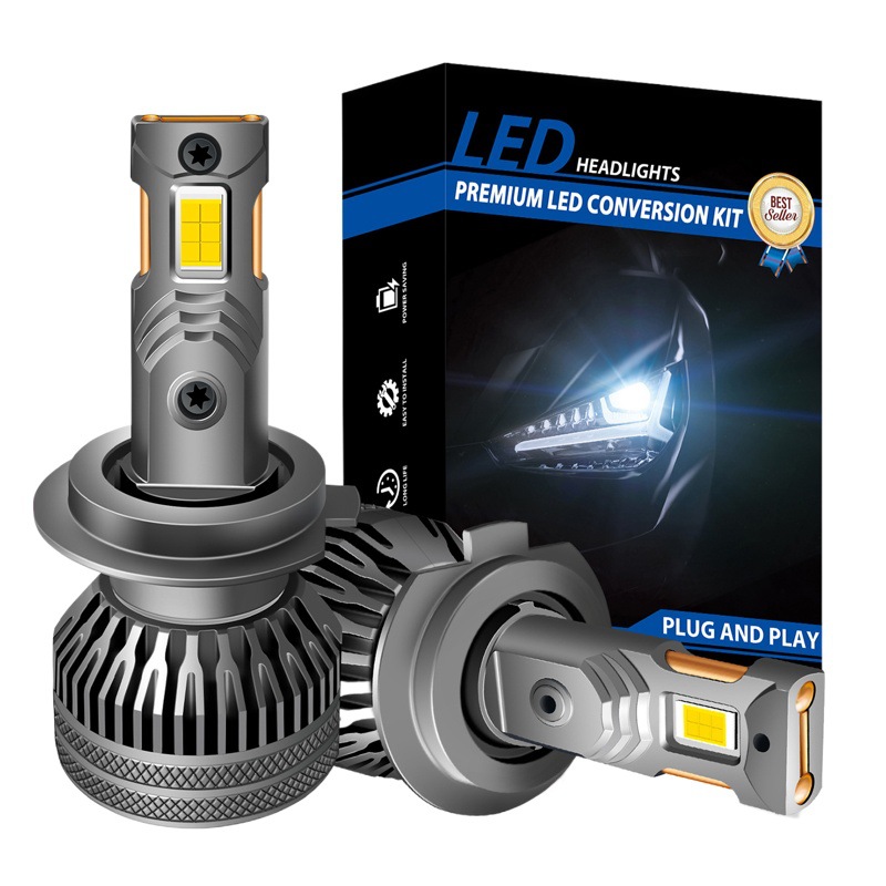 Luz LED para coche de 4300k, luz amarilla cálida, 70W de alta potencia, doble tubo de cobre, faro LED amarillo para coche, 12V24VH7H1H4