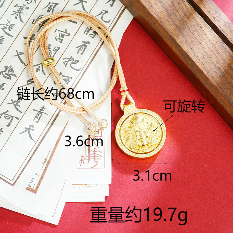 Collar de oro de arena vietnamita estilo nacional de diamantes bordes redondos giratorios colgantes de oro amarillo para mujeres no decolor joyerías al por mayor