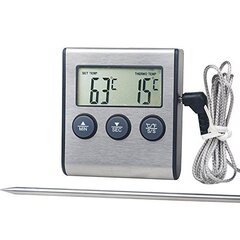 キッチンデジタルスマート食品温度計電子タイマーオーブンプローブ肉類温度計バーベキュー温度計