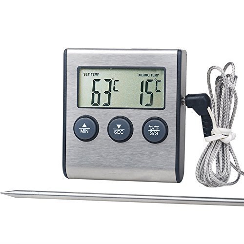 Kitchen Digital Smart Food Thermometer Electronic Timer Oven Probe Meat Thermometer Barbecue Thermometer