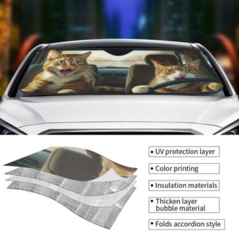 Cross-Border Hot-Selling Front Windshield Heat-Insulating Sunshade Car Universal Aluminum Foil Sunshade Easy to Install and Store