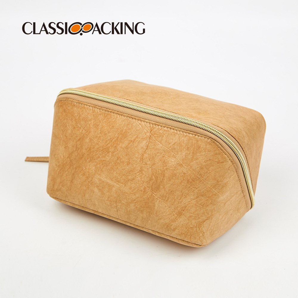 Bolsa de almacenamiento simple japonesa, bolsa de cosméticos de papel kraft ecológica, bolsa de lavado conveniente para viajes de negocios simples, se puede imprimir con logotipo