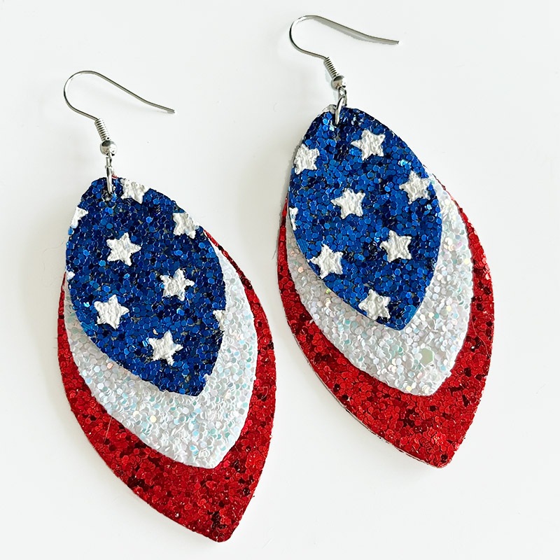 1 Pair Simple Style Classic Style Geometric Printing Pu Leather Drop Earrings display picture 5