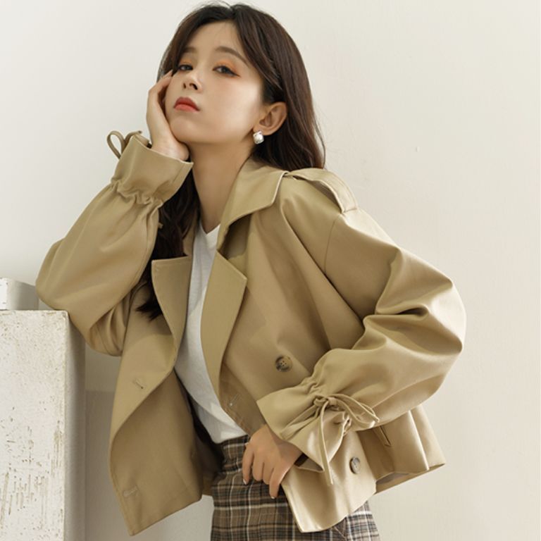 2025 New Women's Korean Style Loose Petite Trendy Jacket for Female Students Trendy Ins Autumn Street Short Trench Coat