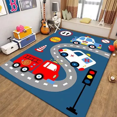 Map Game Toy Mat Road, Avtomobil döşəmə paspasları - light-blue-3-80x-120cm