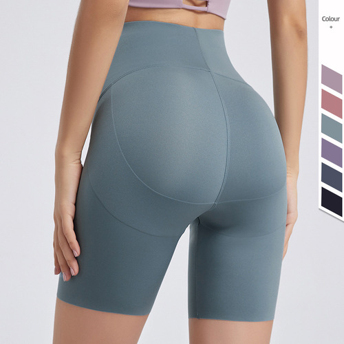 2024 spring and summer new style sharkskin sports shorts for women, European and American high-waisted butt-lifting, tight-fitting yoga fitness pants