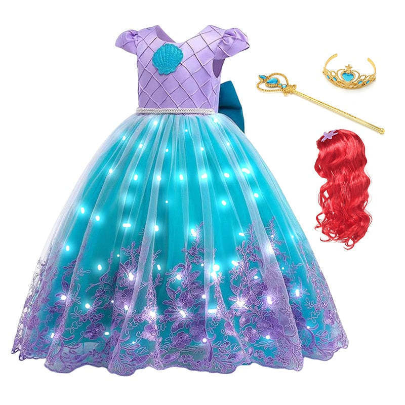 Easter Mermaid Princess Dress, Heavy Lace Patchwork Puffy Skirt Performance Costume, Glowing Princess Dress
