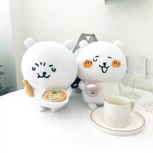 Self-Mockery Bear Ramen Tea Cup Cute Doll Hair Doll Toy Birthday Gift White Bear