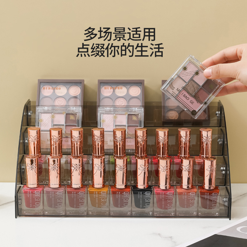 指甲油展示架亞克力美甲店高檔陳列架子多層梯形化妝品口紅收納架