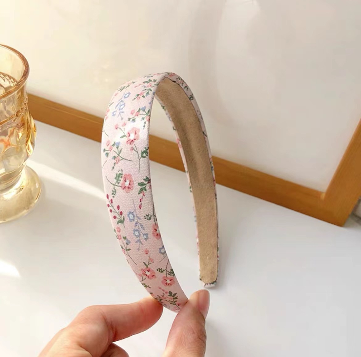 Brede haarband Zomer Franse stijl Veelzijdige buitenbloemige stof Clip Tie Gestreken haar Internet beroemdheid Koreaans_voghion.com