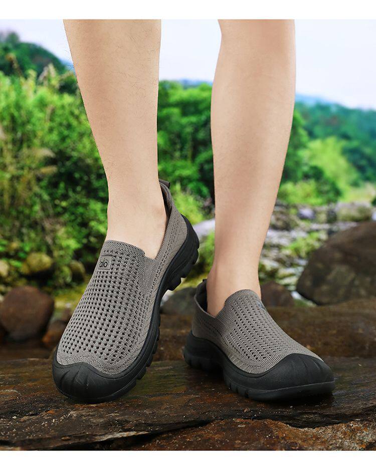 Giày lười nam vải dệt lưới thoáng khí kiểu cổ điển, đế bằng, mang nhẹ nhàng — Giày thể thao nam QQ Flyknit - Màu đen [Đóng hộp], QQ nam dệt kim - màu nâu [hộp], QQ nam dệt kim - màu xám [hộp] chi tiết 18