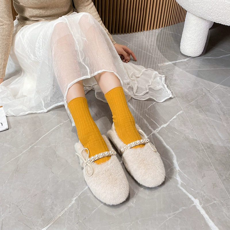 Обувь Мао, Женская осенне-зимняя одежда, обувь из бобы Мао на плоской подошве, хлопковая обувь на флисовой подкладке, большие размеры, женская обувь 41-43