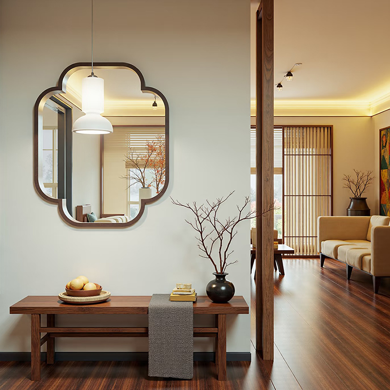 ✅ Song-Style Aesthetics, Small Windows, Retro-Style Solid Wood Grille, Entrance Partition, Screen, Landscape Design, Tea Room, Song-Style Begonia Flowers