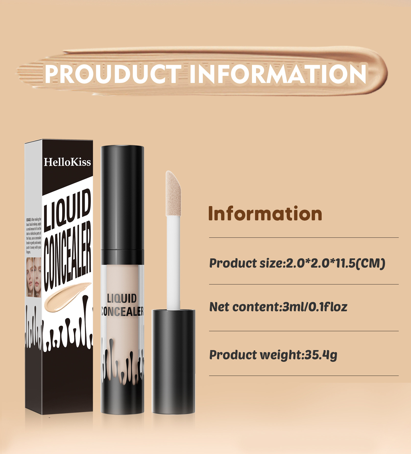 Hellokiss Cross-border Natural Blemish and Acne Mark Concealer is waterproof, sweat-resistant, light and snug, and suitable for tattoo concealer Application Scenario
