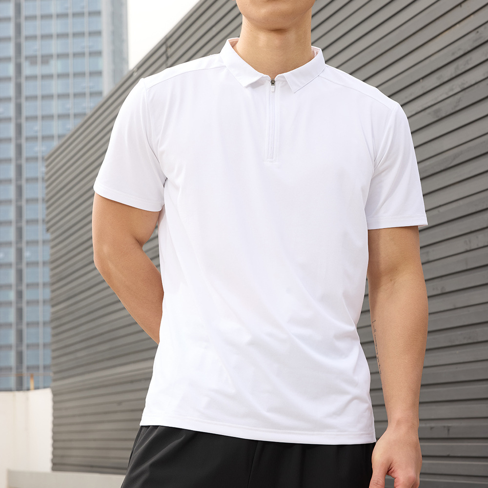 Dijia rápido secado camiseta deportiva Casual medio cremallera blusa con solapa de manga corta polo camiseta de tenis entrenamiento ropa de fitness