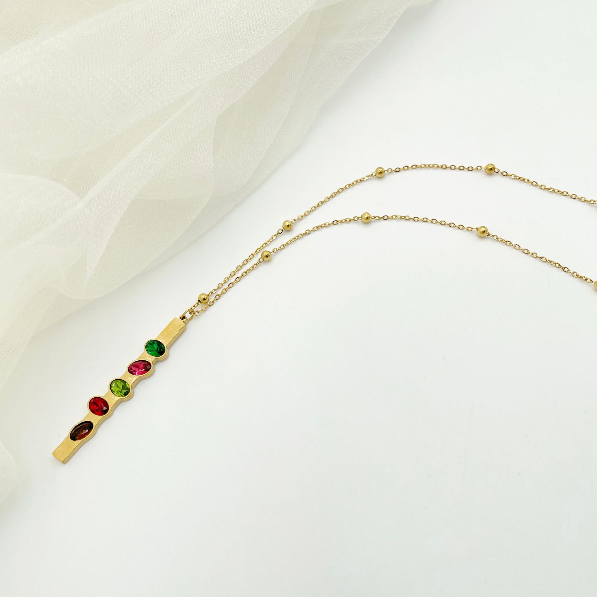 Simple Style Geometric Stainless Steel Plating Zircon Pendant Necklace