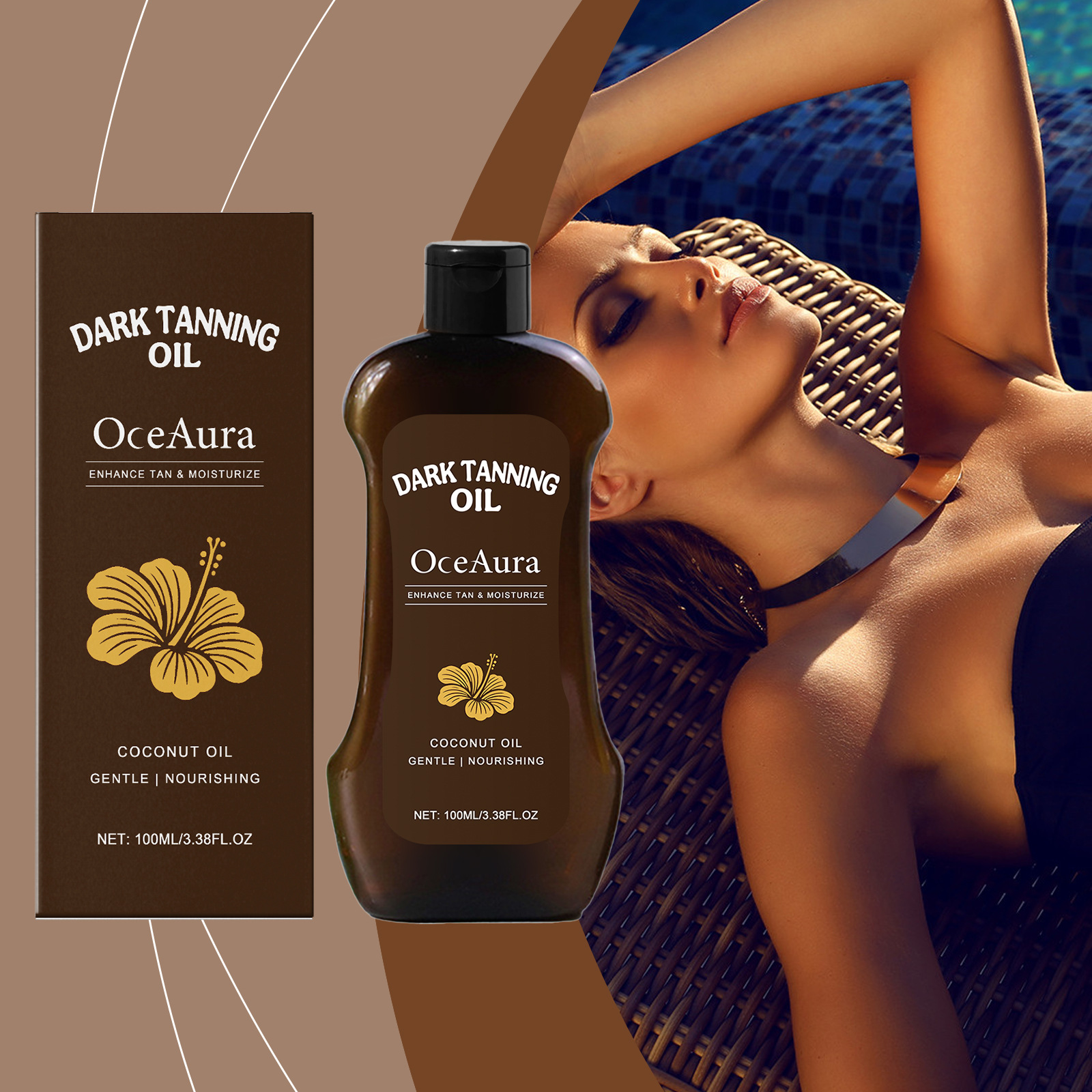 Oceaura Body Glow Moisturizing Oil Moisturizes and Cares for the Skin to Create a Healthy Tan Glow Skincare Oil