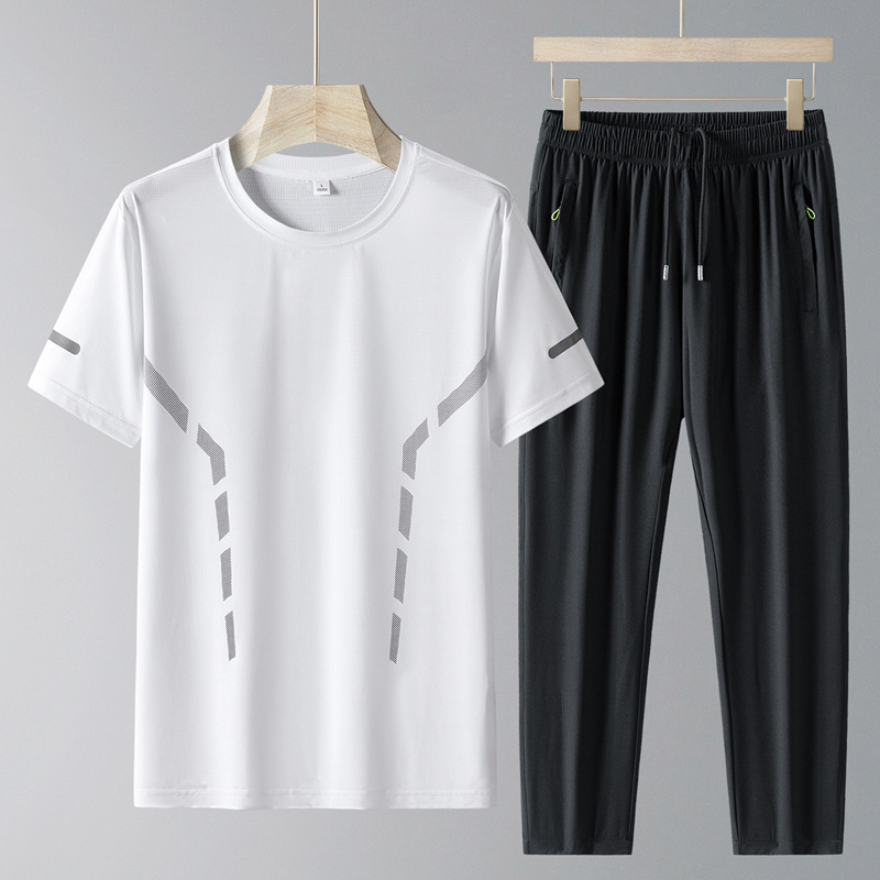 Papá, traje de verano, traje casual, hombre, delgado, hombre de mediana edad, pantalones de manga corta, traje de deportes de secado rápido de mediana edad