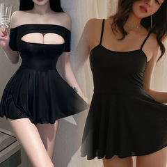 Sexy Ice Silk Pleated Home Comfort Emotion Lingerie Sleep Dress Skirt Short Skirt 