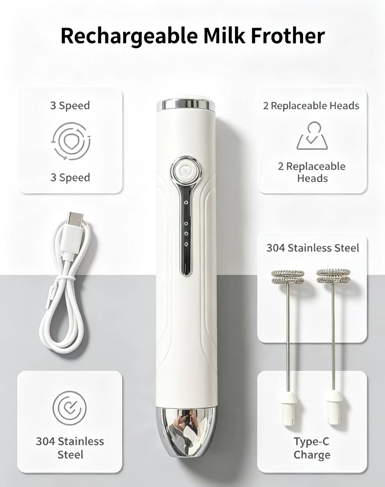 Cross-border bestselling electric egg beater milk frother coffee foamer whisk milk mixer cordless egg beater