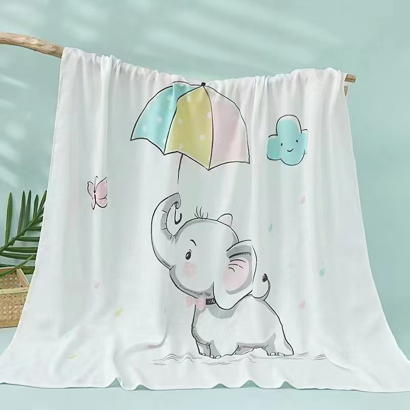 Toalla de baño para bebés fibra de bambú gasa de doble capa edredón recién nacido jardín de infantes Toalla de impresión manta edredón para bebés