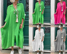 欧美跨境2023外贸女士秋冬爆款休闲大码连衣裙女士休闲长款连衣裙