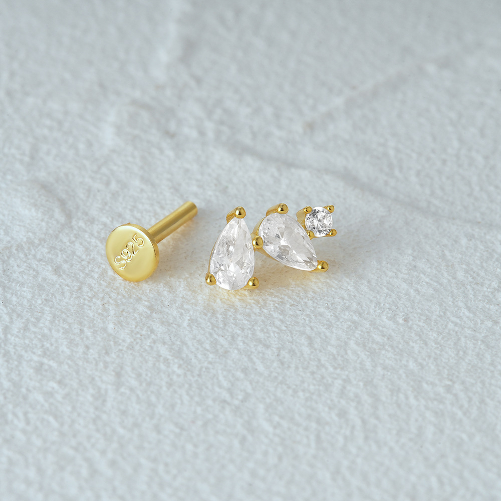 2g Weight Zircon Inlay Material Ear Studs Classification 1 Piece Quantity Daily Occasion 925 Sterling Silver Material Geometric Pattern Women's Gender Plating Design Simple Style Style 1 Piece Ear Cartilage Rings & Studs Simple Style Geometric 925 Sterling Silver Plating Zircon 56