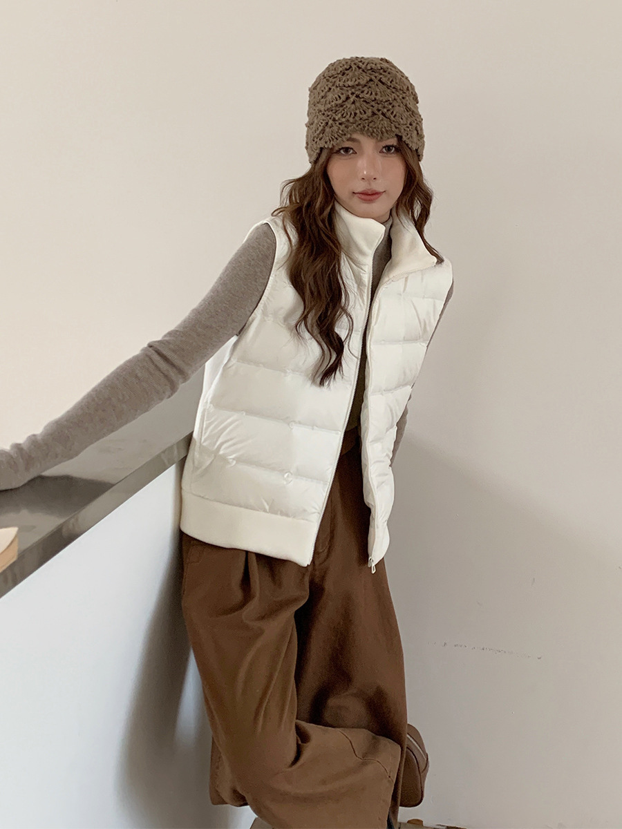 Finnafu nuevo chaleco de plumón de otoño y invierno de mujeres de alto nivel chaleco de chaqueta de arroz blanco caliente para usar una camisa universal
