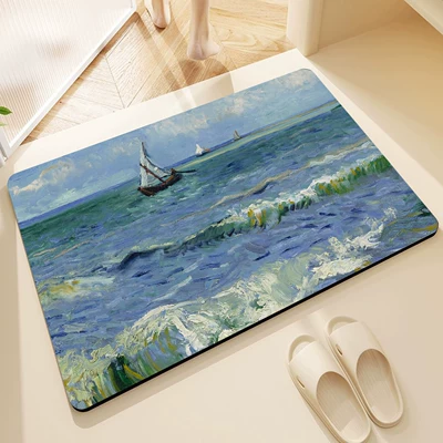 Mud Floor Mat, Avtomobil döşəmə paspasları - oil-painting-seascape-4060cm-upgraded-version-of-diatom-mud