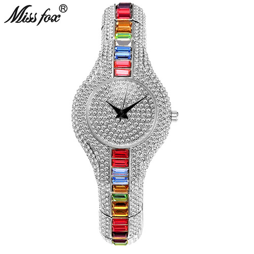 Alibaba.com Hot Selling Diamond Accented Stone Full Diamond Fashion Watches European High-End Women's Watches Factory Dropshipping