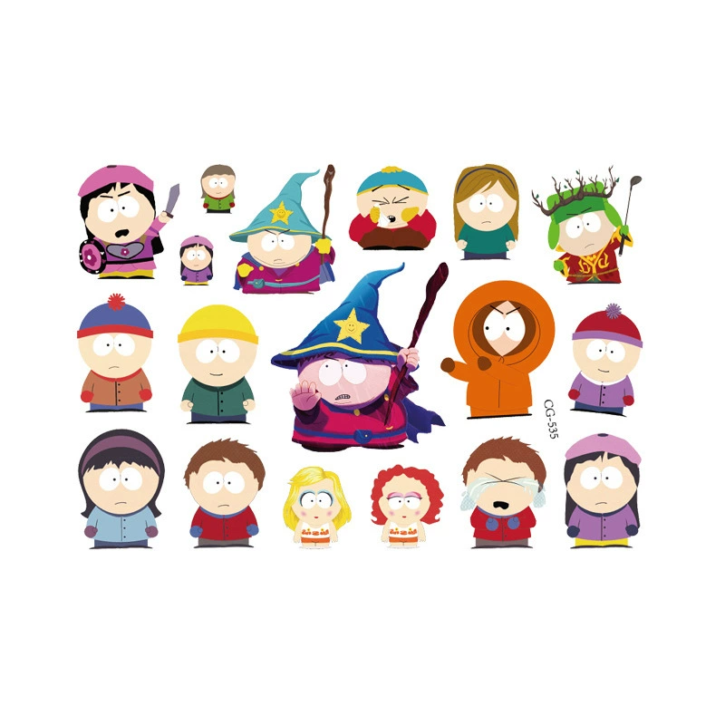 8 мультяшных тату-наклеек South Park для дня рождения, тату-наклейки для мальчиков и девочек