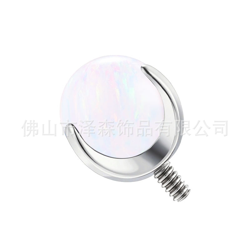 F136 Titanium Three-Claw Opal Tongue Barbell - 5mm Head 12G Thread Body Piercing Jewelry detail image 8