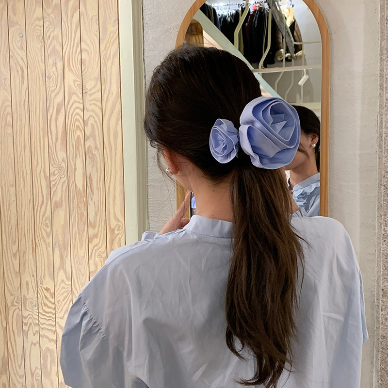 韓国ツインフラワーファブリックヘアバンド 2025 新しいローズヘッドバンド気質ポニーテール後頭部ヘッドバンド女性のための|undefined