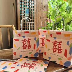 落書きハッピーキャンディバッグ結婚式折りたたみなしお土産キャンバストートバッグウェディングキャンディギフト包装ボックス