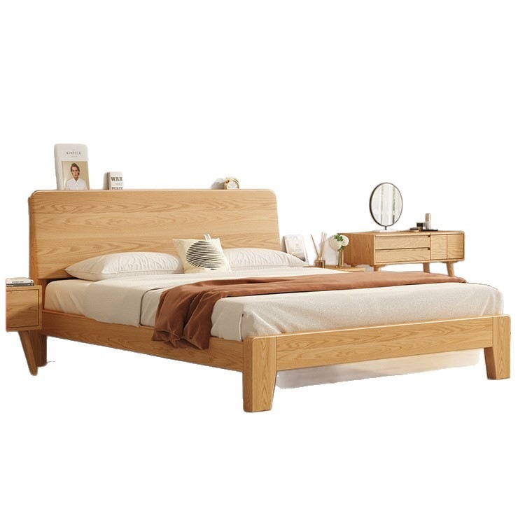 Fábrica directa cama de madera sólida 1m 8 cama doble dormitorio principal 2026 nuevo alquiler doméstico 1m 5 almacenamiento de roble image 5